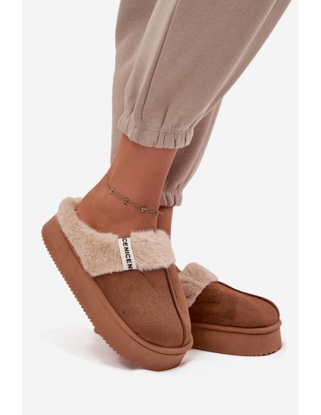 Women's slippers with fur Brown Parisse