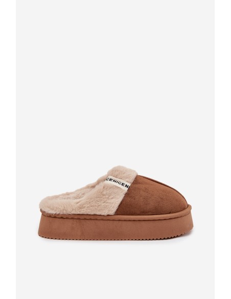 Women's slippers with fur Brown Parisse