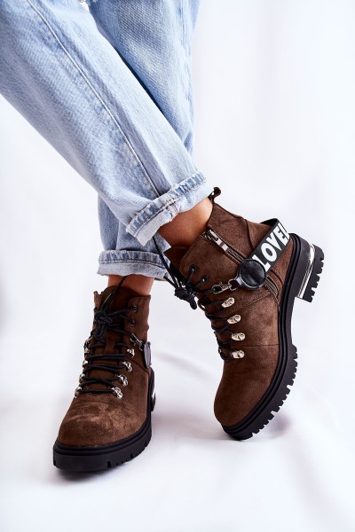 Suede Warm Boots With A Belt Dark Brown Aurelio 2