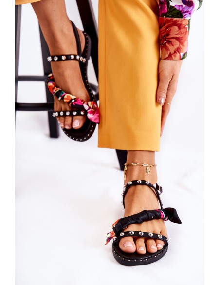 Women's Sandals With Ornaments Black Mataro