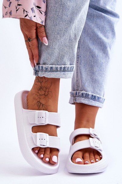 Women's Foam Sandals With Stripes White Sharmen