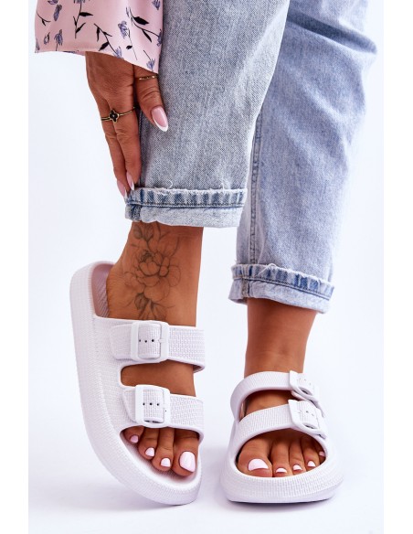 Women's Foam Sandals With Stripes White Sharmen