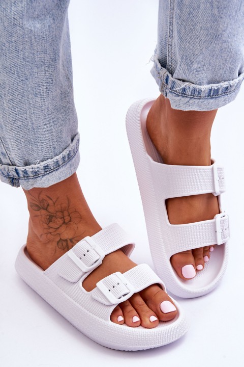 Moteriškos putplasčio basutės su juostelėmis, baltos Sharmen