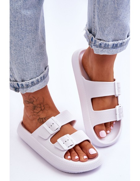 Women's Foam Sandals With Stripes White Sharmen