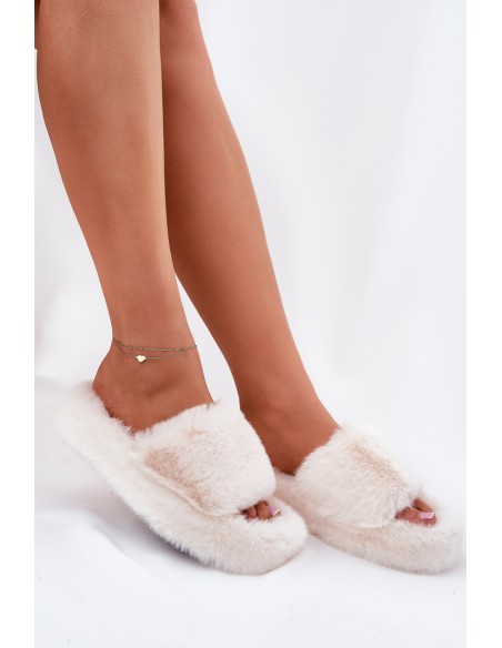 Women Fur Slippers Light Beige Biella
