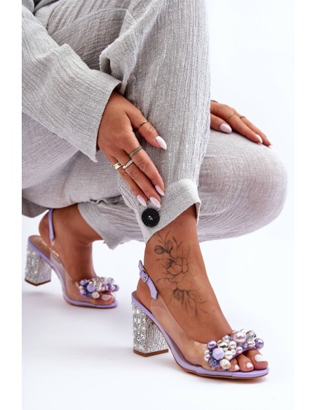 Permatomi, stilingi aukštakulniai su violetiniu kulnu SBarski MR1037-17