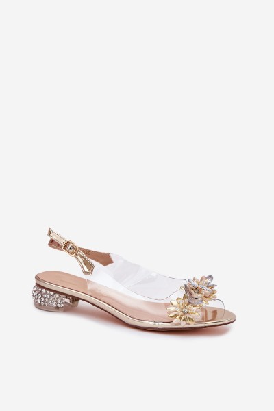 Transparent Sandals On Low Heel With Decoration D&A MR51-709 Golden 2