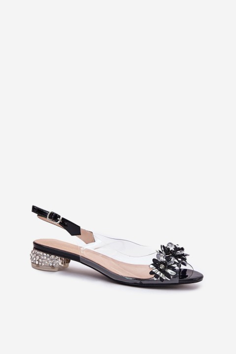 Transparent Low Heel Sandals With Decoration D&A MR51-709 Black
