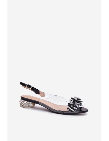 Transparent Low Heel Sandals With Decoration D&A MR51-709 Black