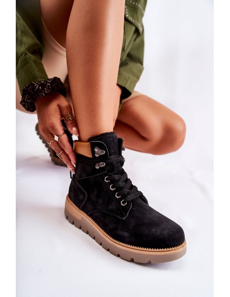 Leather Booties On The Platform Black Ressa