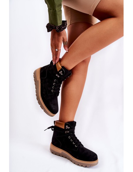 Odiniai aulinukai ant platformos juodi Ressa