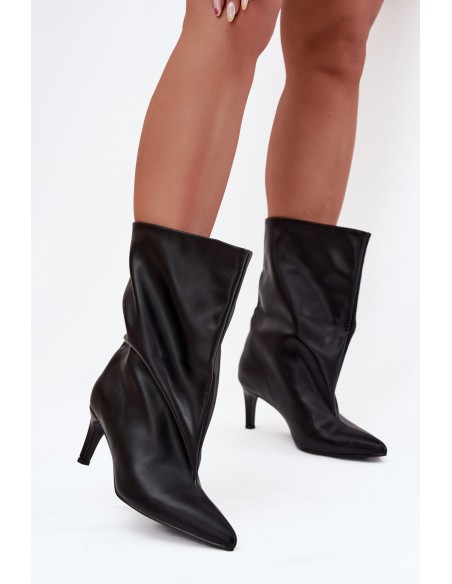 Slip-on women's ankle boots with high heel black Solvienne