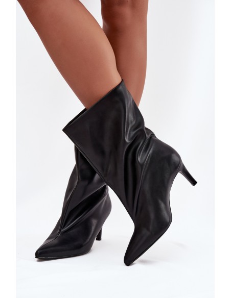 Slip-on women's ankle boots with high heel black Solvienne