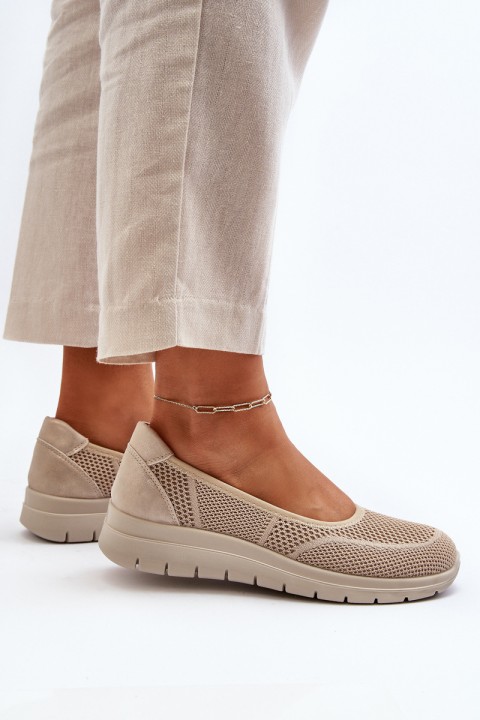 Beige Platform Ballet Flats and Wedges Aviaba