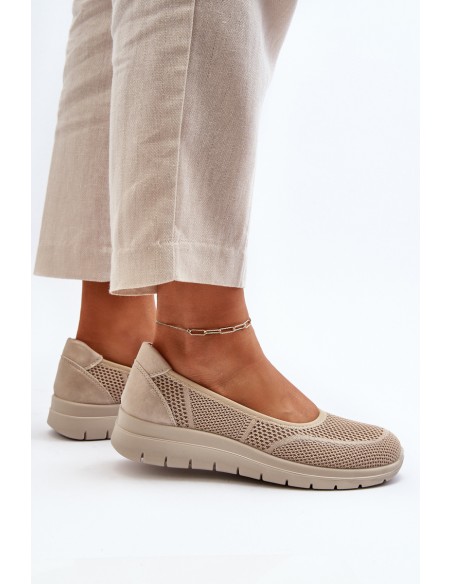 Beige Platform Ballet Flats and Wedges Aviaba