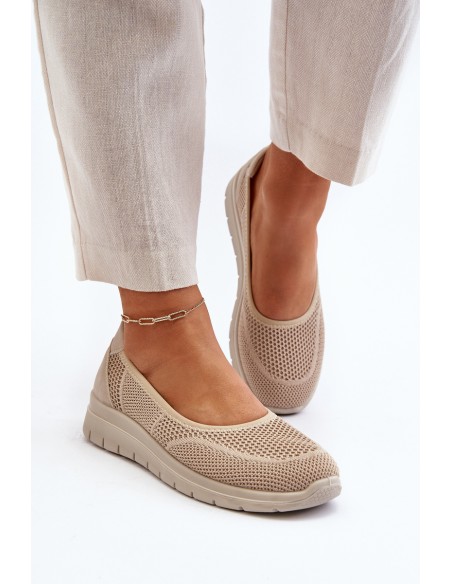 Beige Platform Ballet Flats and Wedges Aviaba