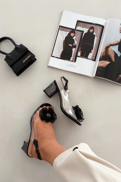 High heel sandals with decoration D&A MR52-238 Black 2