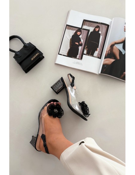 High heel sandals with decoration D&A MR52-238 Black