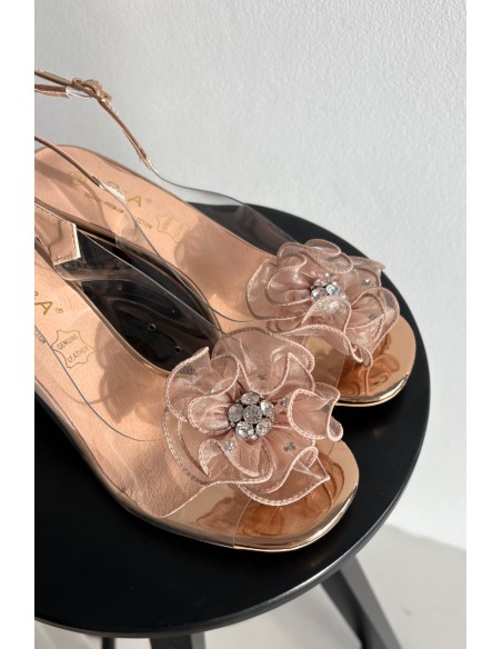 Basutės su kulniukais ir dekoracijomis D&A MR52-238 Rožinės aukso spalvos