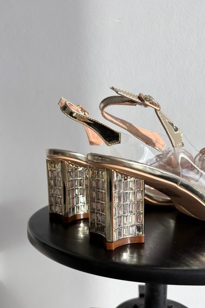 Block heel sandals with embellishment D&A MR52-238 Gold 2