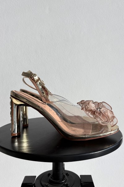 Block heel sandals with decoration and crystals D&A MR52-236 Gold 2