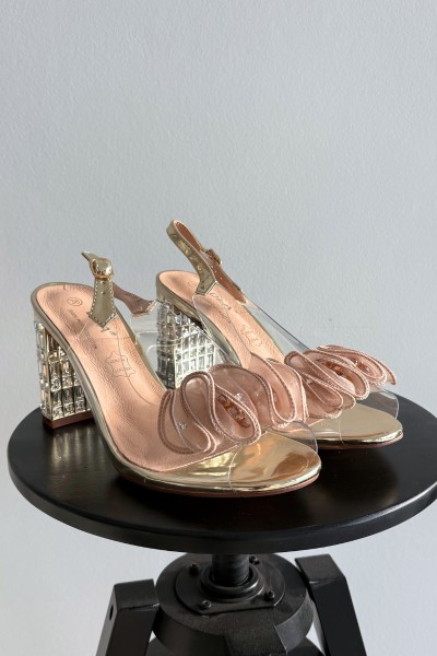 Heeled Sandals with Crystals D&A MR52-237 Gold 2