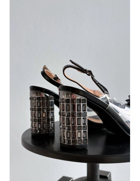 Heeled Sandals With Crystals D&A MR52-237 Black