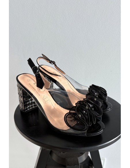 Heeled Sandals With Crystals D&A MR52-237 Black