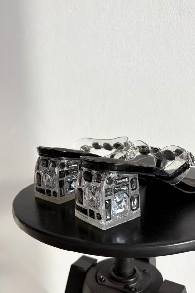 Women's Slippers with Crystals D&A MR1037-02 Black