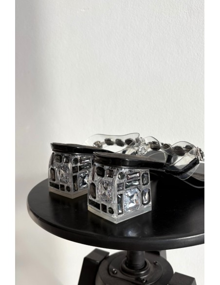 Women's Slippers with Crystals D&A MR1037-02 Black