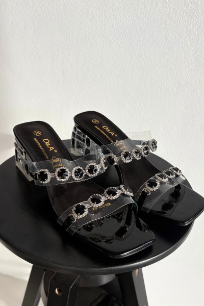 Women's Slippers with Crystals D&A MR1037-02 Black 2