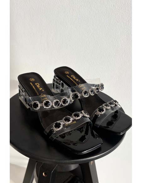 Women's Slippers with Crystals D&A MR1037-02 Black