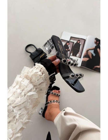 Moteriškos šlepetės su kristalais D&A MR1037-02 Juodos