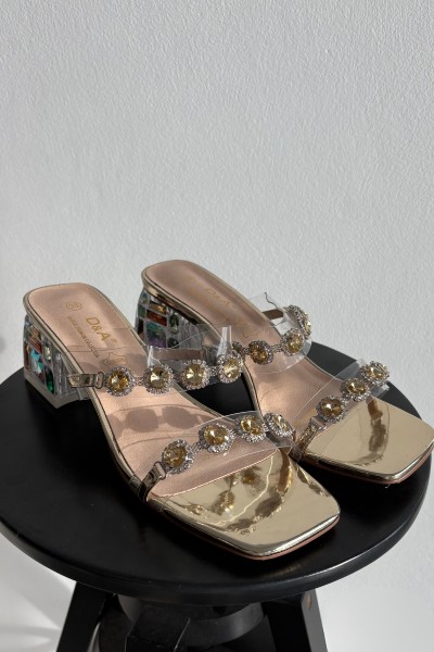 Moteriškos šlepetės su kristalais D&A MR1037-02 Gold