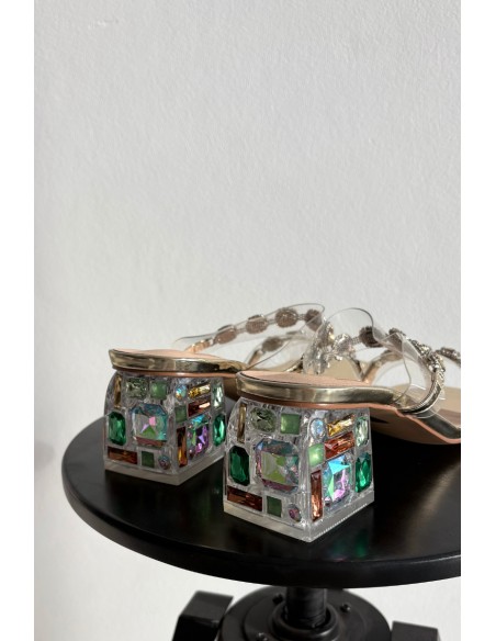 Women's slippers with crystals D&A MR1037-02 Gold