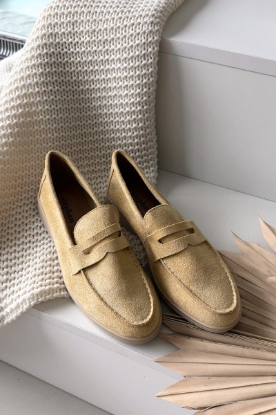 Women's Loafers Made of Eco Suede Yellow Renelia