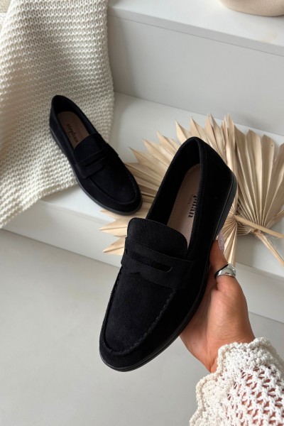 Women's loafers made of eco suede black Renelia 2