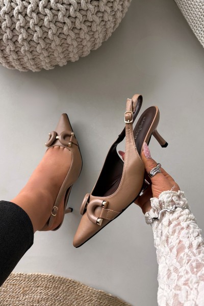 Women's High Heel Sandals With Decorative Detail Brown Brienne 2