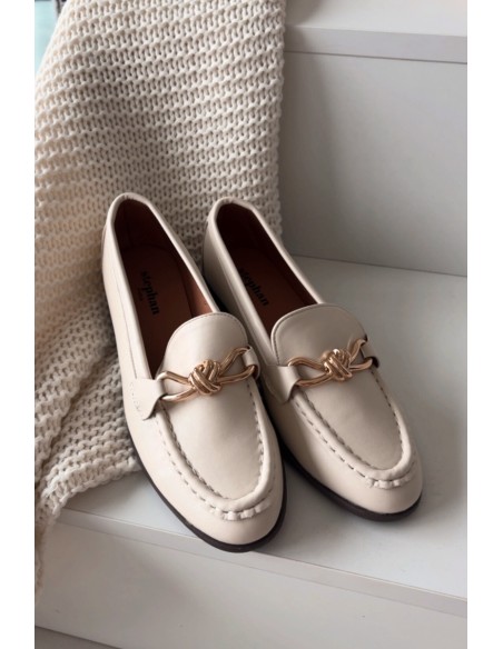 Moteriški mokasinai su dekoratyvinėmis detalėmis šviesiai smėlio spalvos Rosynne