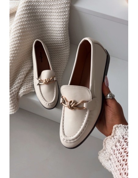 Moteriški mokasinai su dekoratyvinėmis detalėmis šviesiai smėlio spalvos Rosynne