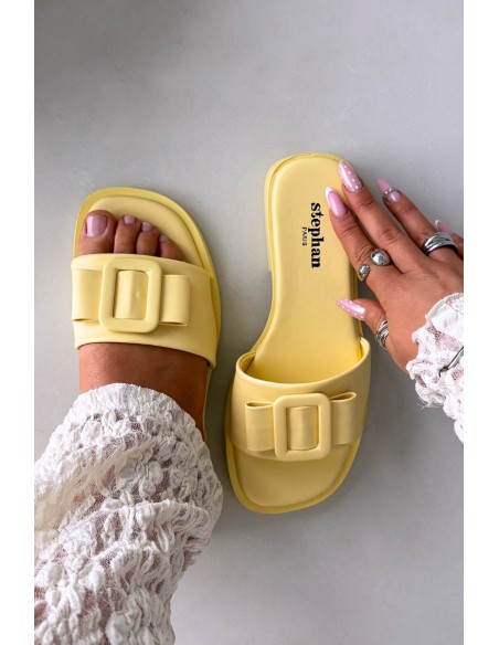 Women's Flat Sandals with Buckle Yellow Melivra