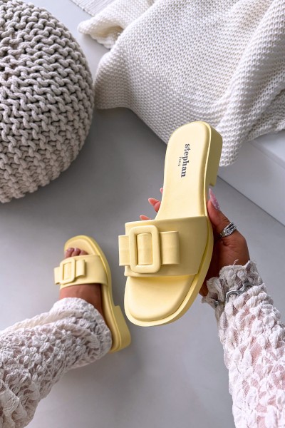 Women's Flat Sandals with Buckle Yellow Melivra 2