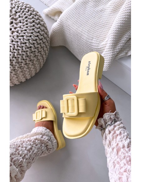 Women's Flat Sandals with Buckle Yellow Melivra