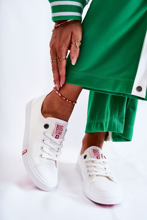 Moteriški sportbačiai „Big Star“ FF274087 balti ir raudoni