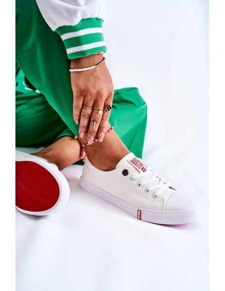 Moteriški sportbačiai „Big Star“ FF274087 balti ir raudoni