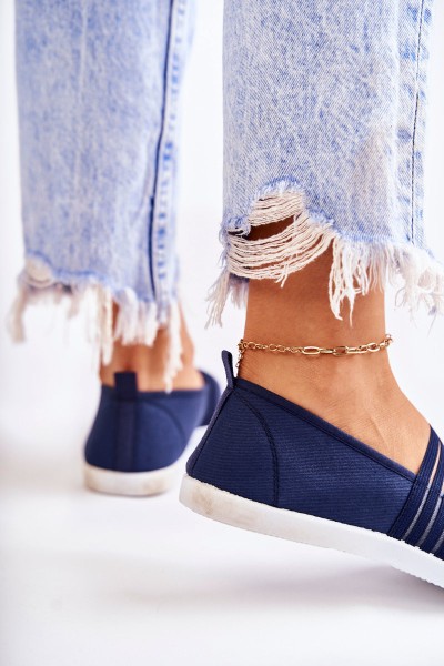 Women's Cloth Sneakers Slip-On Navy Blue Lilis 2