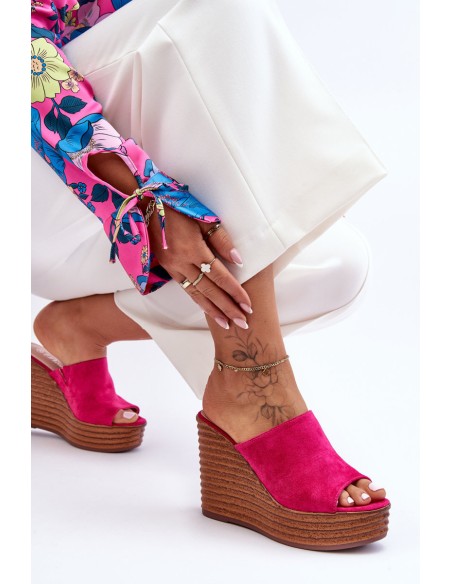 Light Flip Flops On Chunky Platform Fuchsia Good Vibe