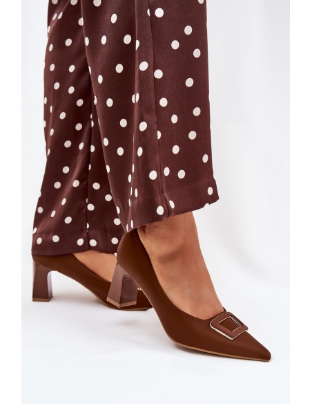 Aukštakulniai ant bloko su dekoratyvine sagtimi rudi Seriva