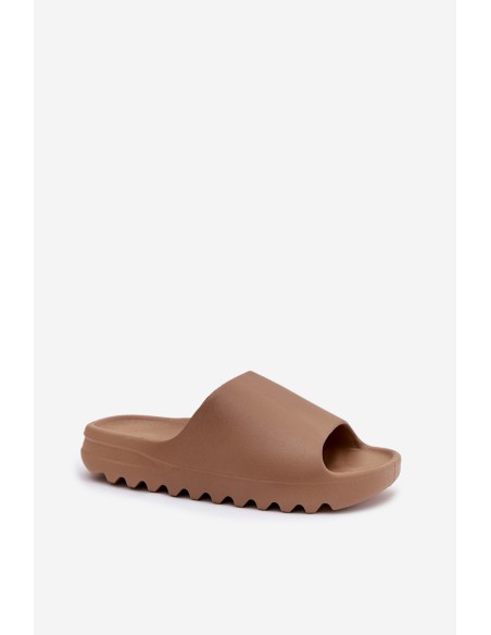 Women's slippers on platform brown Olyria