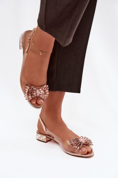 Transparent sandals with bow D&A MR52-231 Rose Gold